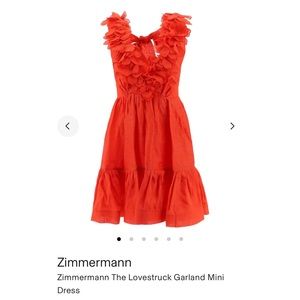 Zimmerman The Lovestruck Garland Mini Dress, Red, Size 0